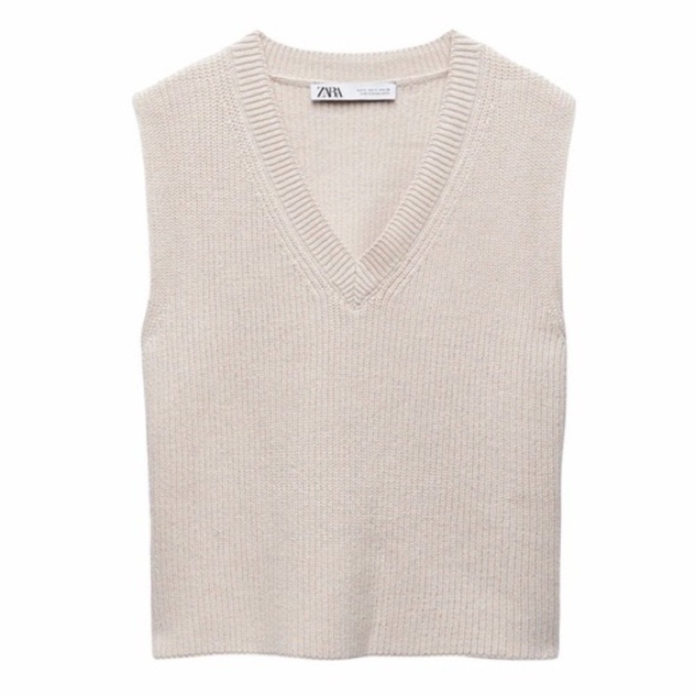 Zara Knit Cream Sweater Vest